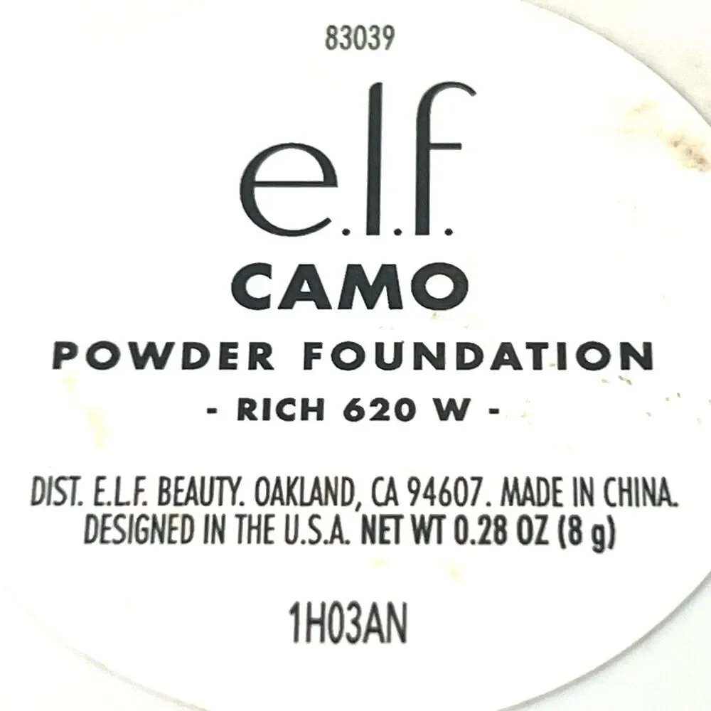 NEW E.L.F. Camo Powder Foundation Makeup Compact w/Mirror & Puff- Rich 620W